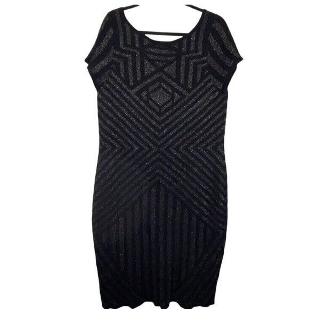 NEW! Lane Bryant Black Short Sleeve Holiday Glitter Metallic Knit Dress XXL